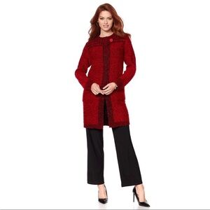 Antthony Two Tone Knit Cardigan Red Size S Pockets Buttons Cozy Grandmacore